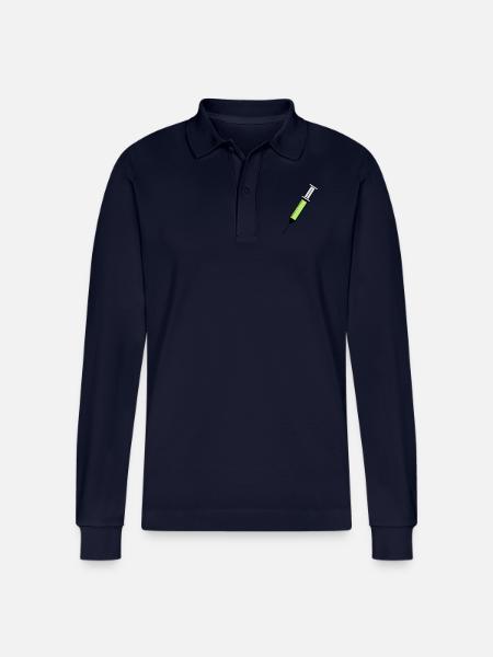 syringe - Stanley/Stella Organic Unisex Long-Sleeved Polo Shirt Prepster - navy