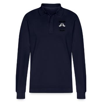 this guy is an awesome dad, father - Stanley/Stella Organic Unisex Long-Sleeved Polo Shirt Prepster - navy - Front - Anna (173cm)