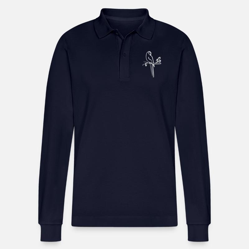 Papagei auf einem Ast - Stanley/Stella Unisex Bio-Langarm-Poloshirt Prepster - Navy