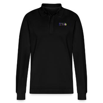 WILD ARE YOU READY TO - Stanley/Stella Organic Unisex Long-Sleeved Polo Shirt Prepster - black - Front - Anna (173cm) & Nico (186cm)