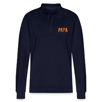 Papa Papa Papa Papa Cadeau - Polo à manches longues bio PREPSTER Stanley/Stella Unisexe - bleu marine - Devant - Anna (173cm)