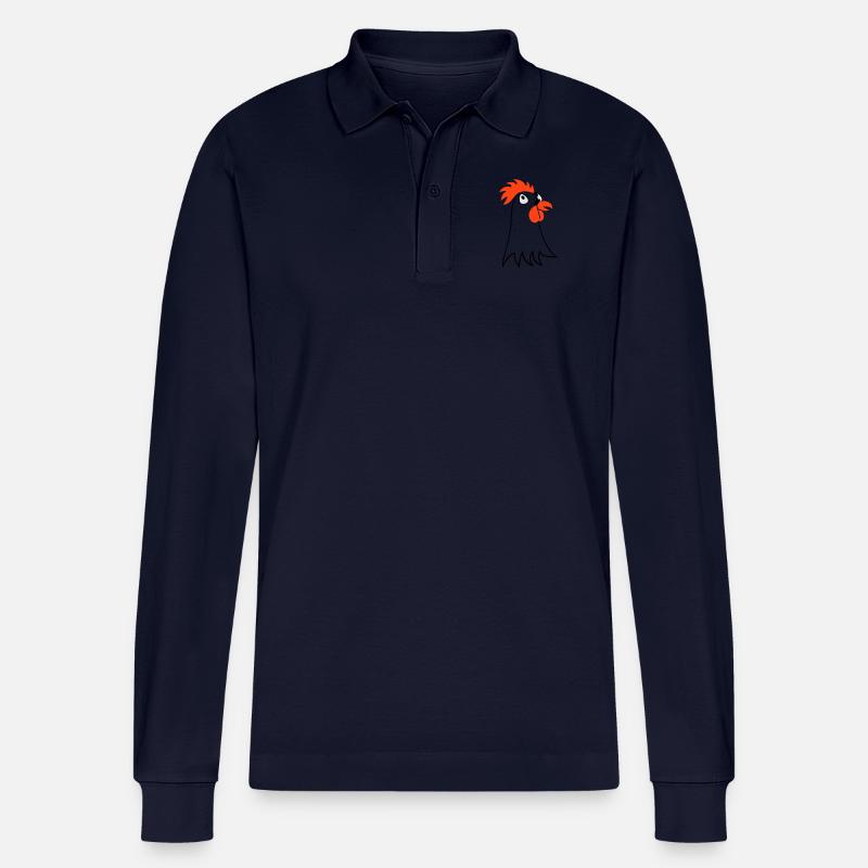 Henne / hen (Kopf, 3c) - Stanley/Stella Unisex Bio-Langarm-Poloshirt Prepster - Navy