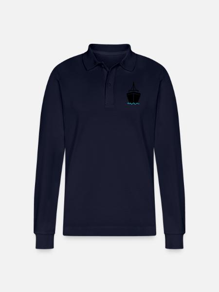Ship 2 - Stanley/Stella Organic Unisex Long-Sleeved Polo Shirt Prepster - navy