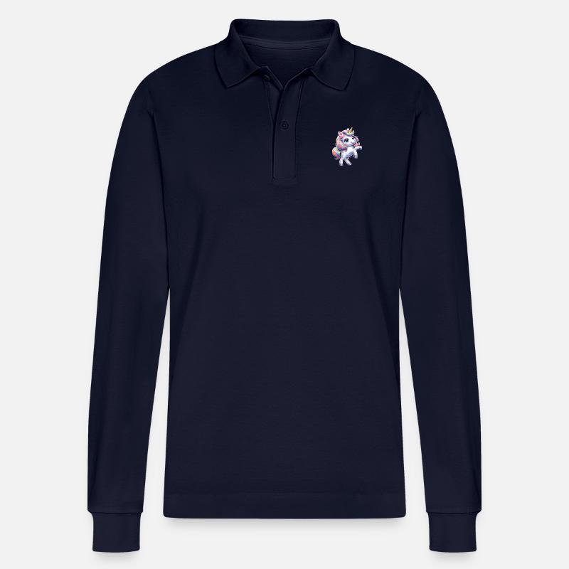 Kleines Einhorn - Stanley/Stella Unisex Bio-Langarm-Poloshirt Prepster - Navy