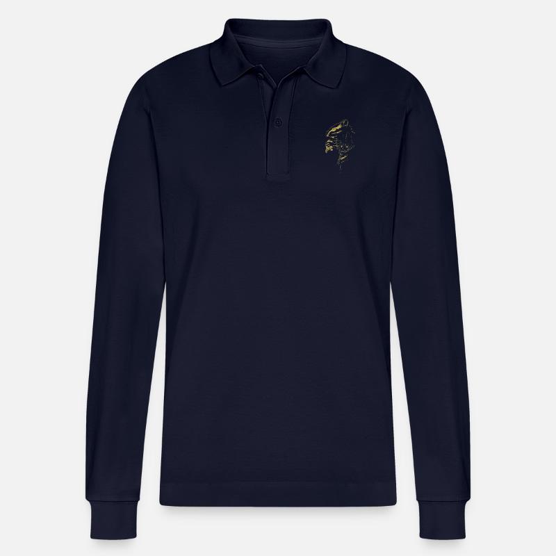 Illustrierte Designs mit Hörnchen - Stanley/Stella Unisex Bio-Langarm-Poloshirt Prepster - Navy