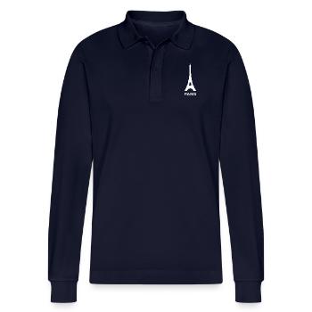 Eiffelturm, Paris - Stanley/Stella Unisex Bio-Langarm-Poloshirt Prepster - Navy - Vorne - Anna (173cm)