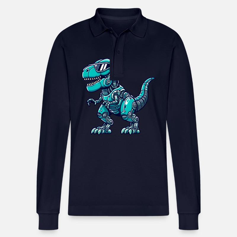 T-Rex Cyborg Dinosaurier - Stanley/Stella Unisex Bio-Langarm-Poloshirt Prepster - Navy
