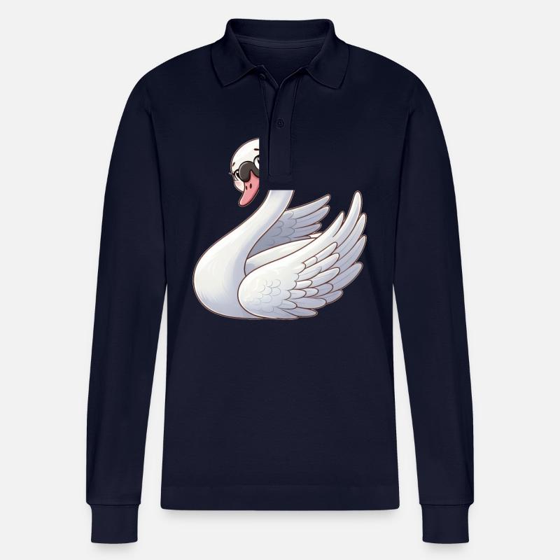 Weißer Schwan als himmlischer Engel - Stanley/Stella Unisex Bio-Langarm-Poloshirt Prepster - Navy