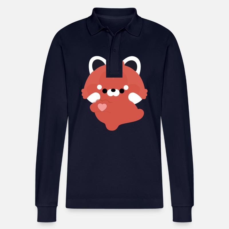 Love Red Panda - Stanley/Stella Organic Unisex Long-Sleeved Polo Shirt Prepster - navy