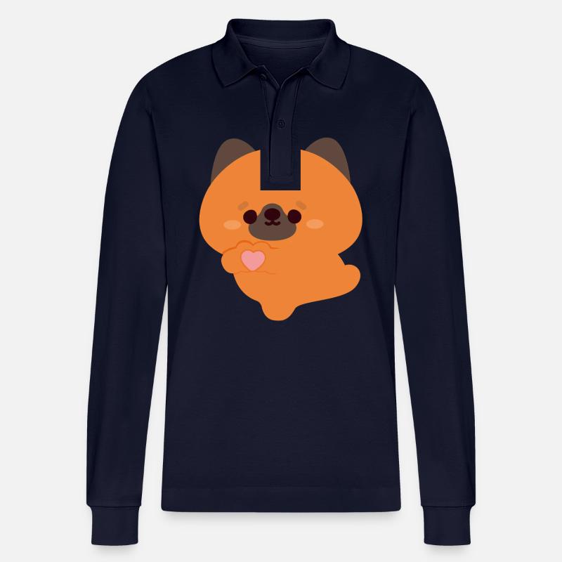 Love German Shepherd - Stanley/Stella Organic Unisex Long-Sleeved Polo Shirt Prepster - navy