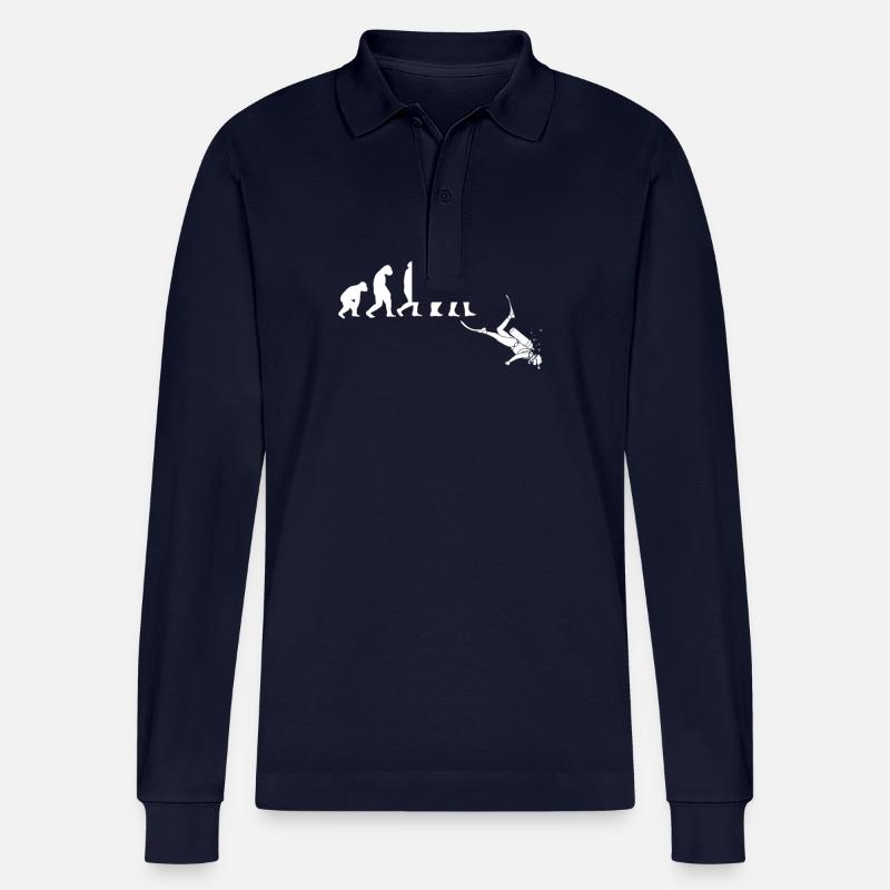 Diver evolution tshirt - Stanley/Stella Organic Unisex Long-Sleeved Polo Shirt Prepster - navy