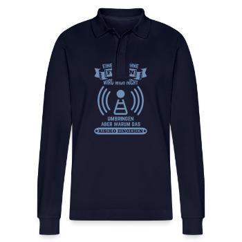 Amateurfunker ein Tag ohne funken wird mich nicht - Stanley/Stella Unisex Bio-Langarm-Poloshirt Prepster - Navy - Vorne - Anna (173cm)