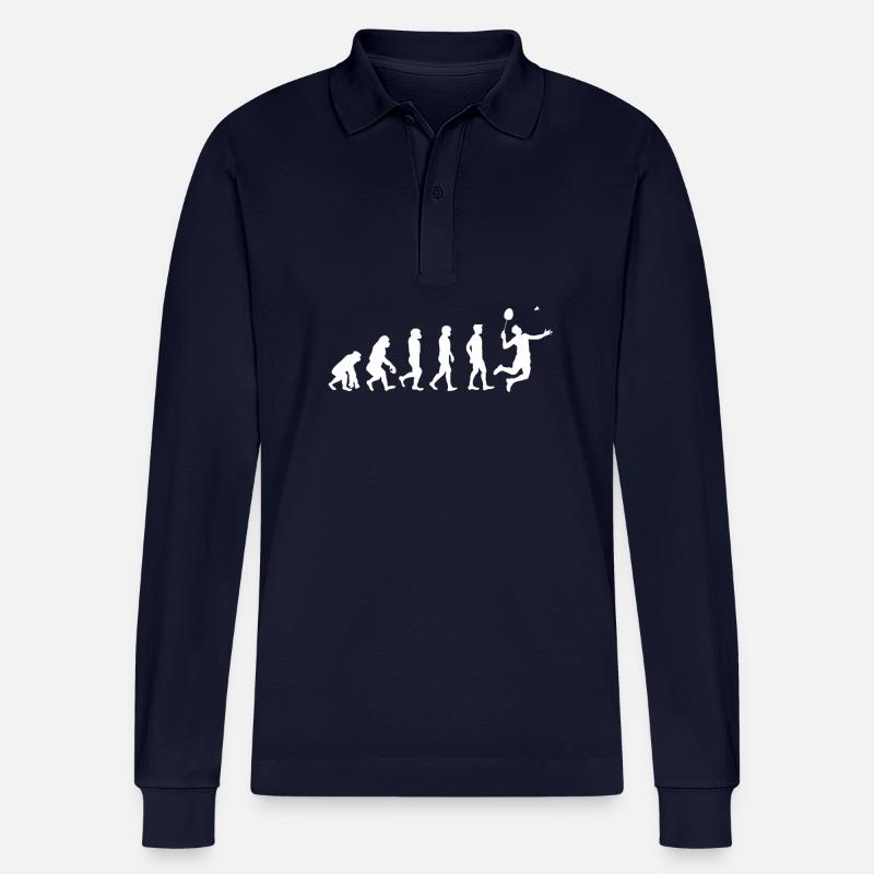 Badminton Evolution Geschenk - Stanley/Stella Unisex Bio-Langarm-Poloshirt Prepster - Navy