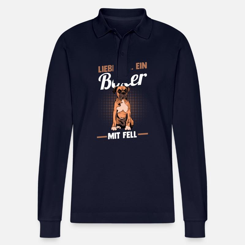 Hund Deutscher Boxer - Stanley/Stella Unisex Bio-Langarm-Poloshirt Prepster - Navy