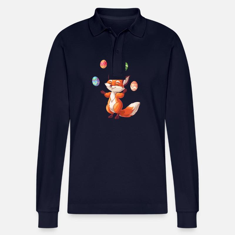 Oster Rotfuchs Jongliert Eier - Stanley/Stella Unisex Bio-Langarm-Poloshirt Prepster - Navy