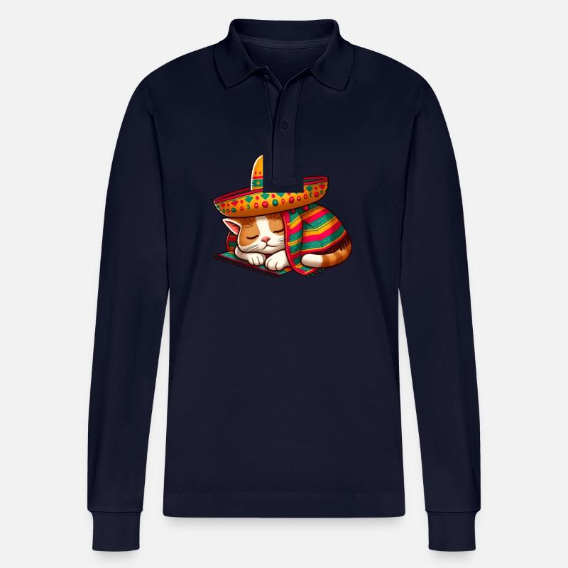 cinco de mayo katze - Stanley/Stella Unisex Bio-Langarm-Poloshirt Prepster - Navy