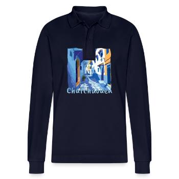 Chefchaouen Morocco Blue City Old Town - Stanley/Stella Organic Unisex Long-Sleeved Polo Shirt Prepster - navy - Front - Anna (173cm)