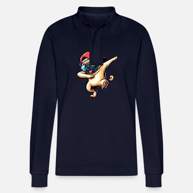 Danse Carlin Dabbing Pose Élégant - Polo à manches longues bio PREPSTER Stanley/Stella Unisexe - bleu marine