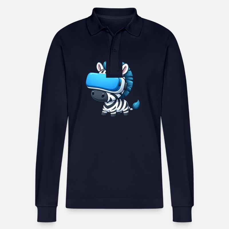 Zebra VR-Gamer: Digitales Abenteuer - Stanley/Stella Unisex Bio-Langarm-Poloshirt Prepster - Navy