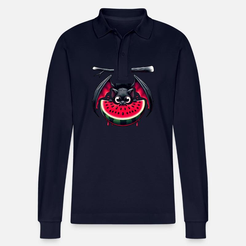 Fledermaus Sommerfrucht Melone - Stanley/Stella Unisex Bio-Langarm-Poloshirt Prepster - Navy