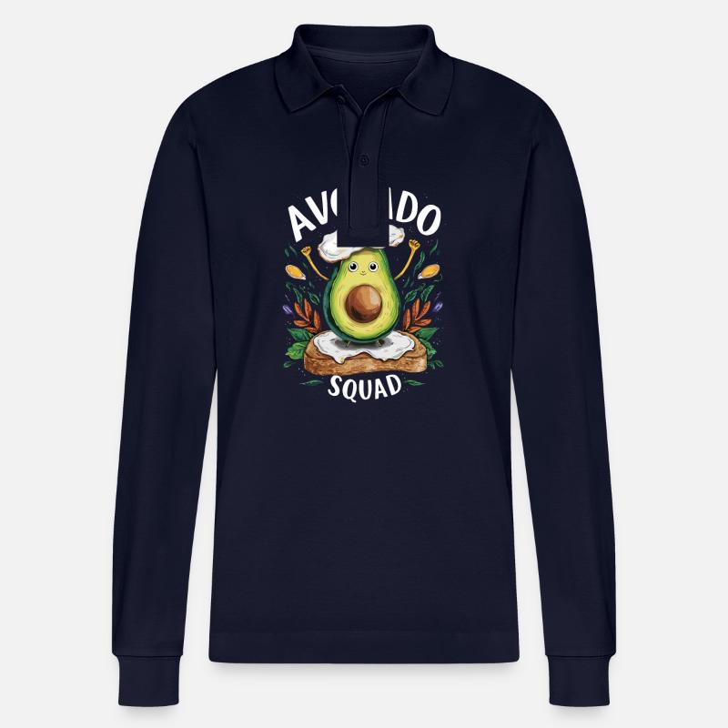 Funny Avocado Squad Breakfast Lover - Stanley/Stella Unisex Bio-Langarm-Poloshirt Prepster - Navy
