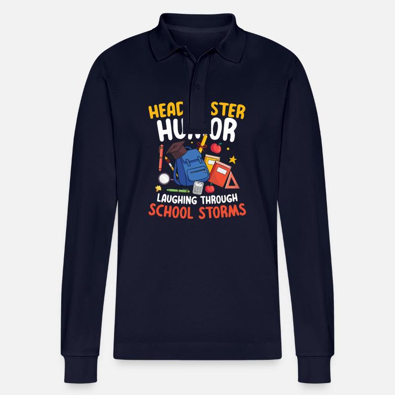 Headmaster Humor Laughing - Stanley/Stella Unisex Bio-Langarm-Poloshirt Prepster - Navy