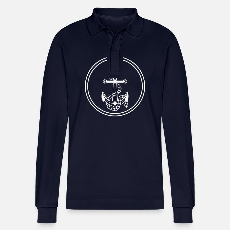 Anker Symbol Zeichen - Stanley/Stella Unisex Bio-Langarm-Poloshirt Prepster - Navy