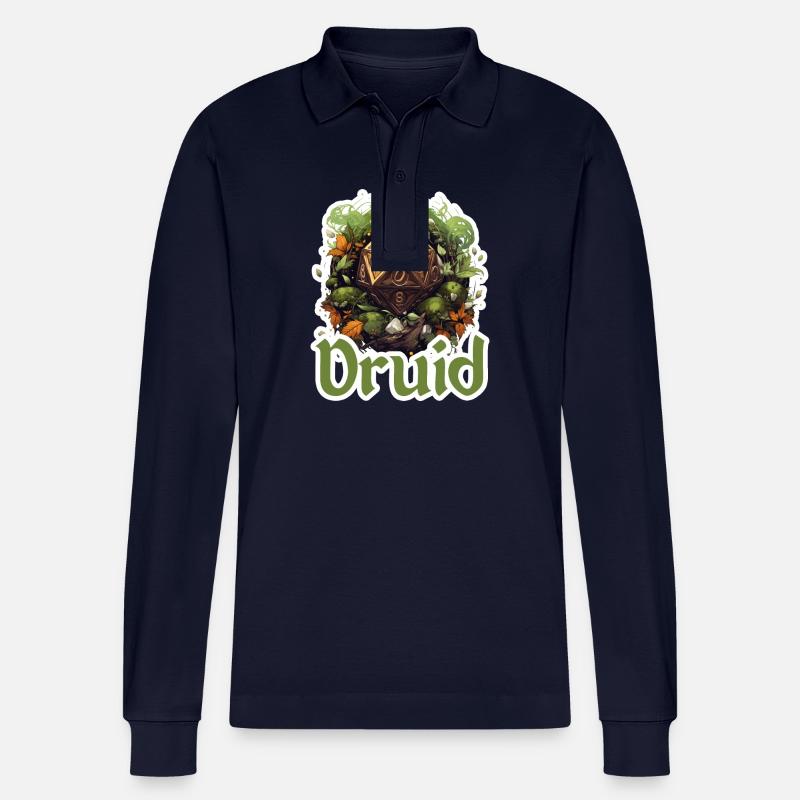 Druide mit W20 – Fantasy RPG Design - Stanley/Stella Unisex Bio-Langarm-Poloshirt Prepster - Navy