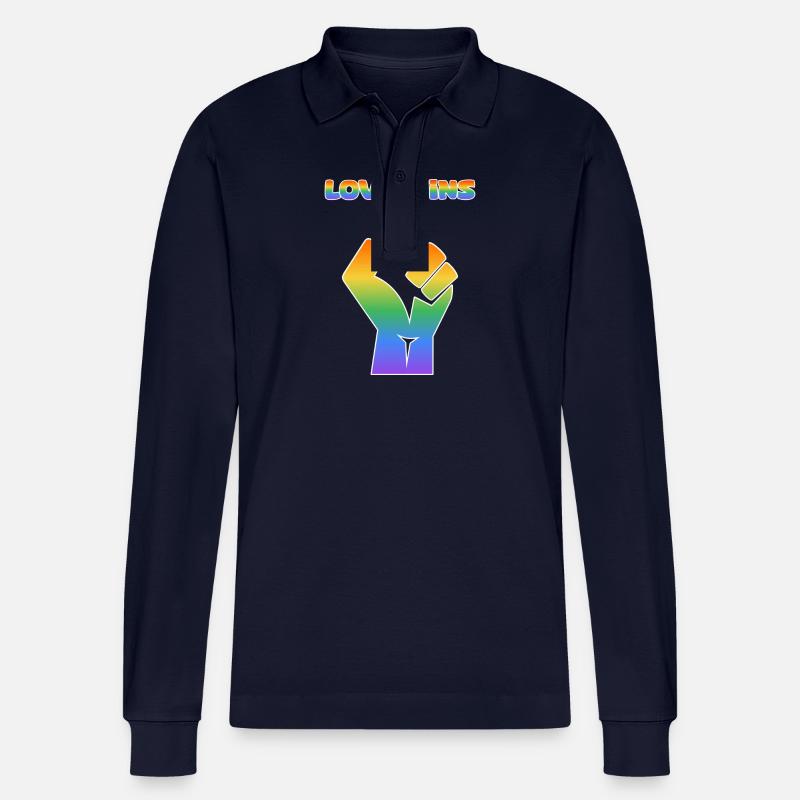 Regenbogenfaust – Liebe gewinnt - Stanley/Stella Unisex Bio-Langarm-Poloshirt Prepster - Navy