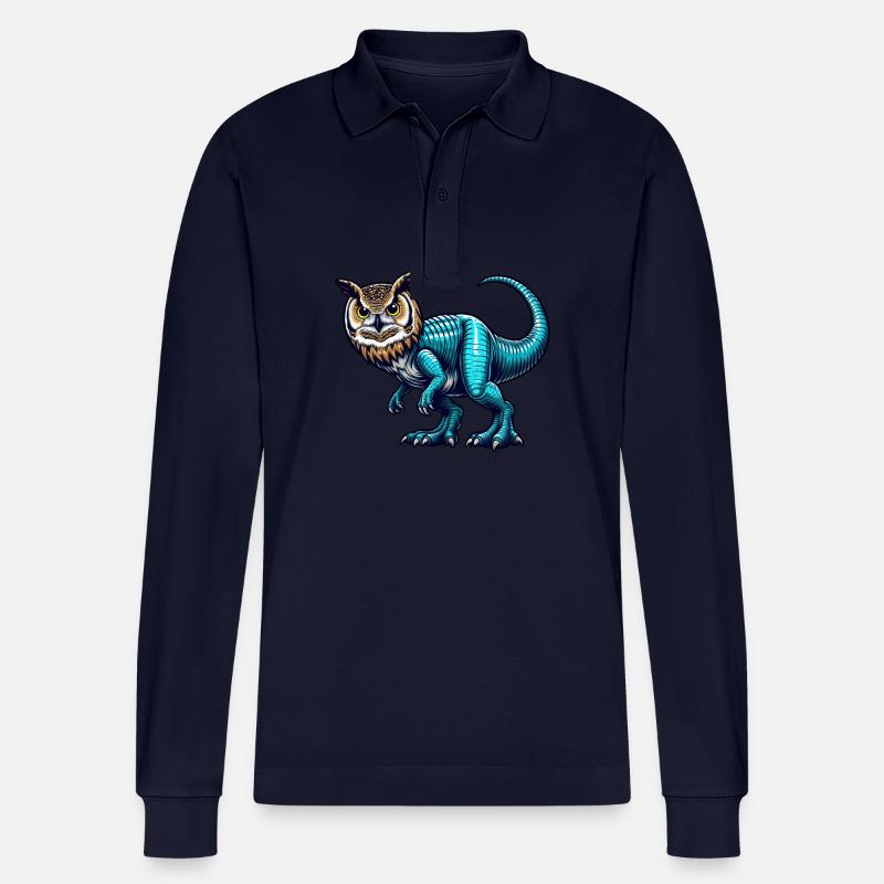 T-Rex Eule Fusion Fabeltier Design - Stanley/Stella Unisex Bio-Langarm-Poloshirt Prepster - Navy