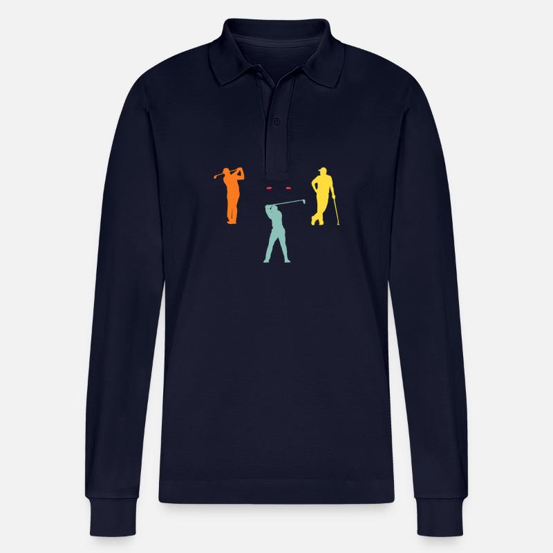 Golfspieler Evolution Golf - Stanley/Stella Unisex Bio-Langarm-Poloshirt Prepster - Navy