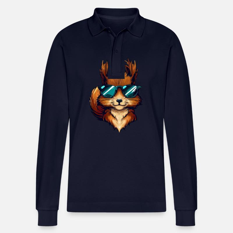Cool Eichhörnchen - Eichhörnchen mit Sonnenbrille - Stanley/Stella Unisex Bio-Langarm-Poloshirt Prepster - Navy