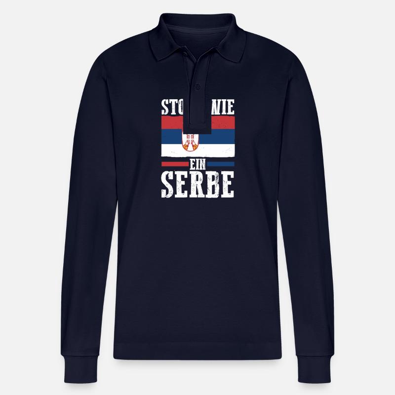 Serbe Serbe Serbie - Polo à manches longues bio PREPSTER Stanley/Stella Unisexe - bleu marine