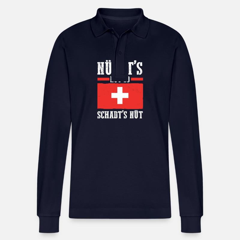 Schweizer Schweiz - Stanley/Stella Unisex Bio-Langarm-Poloshirt Prepster - Navy
