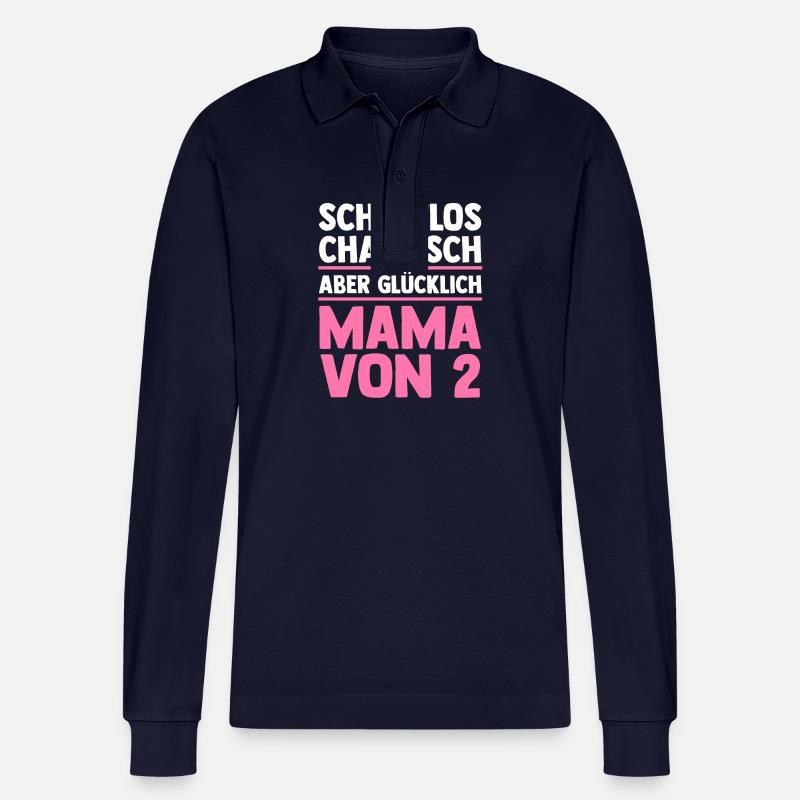 Mama Von 2 Kindern - Stanley/Stella Unisex Bio-Langarm-Poloshirt Prepster - Navy