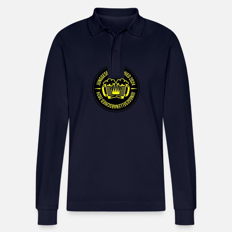 Junggesellenabschied 2024 Bier - Stanley/Stella Unisex Bio-Langarm-Poloshirt Prepster - Navy