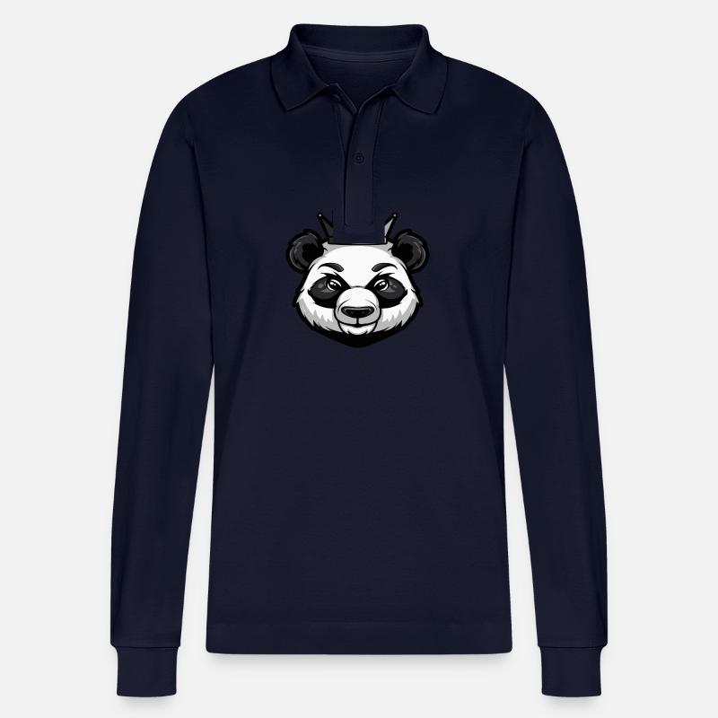 Panda Kopf Krone - Stanley/Stella Unisex Bio-Langarm-Poloshirt Prepster - Navy