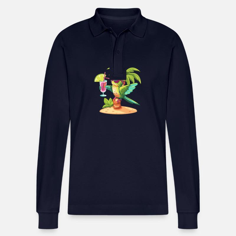 Kolibri Vogel Sommer Strand Comic - Stanley/Stella Unisex Bio-Langarm-Poloshirt Prepster - Navy