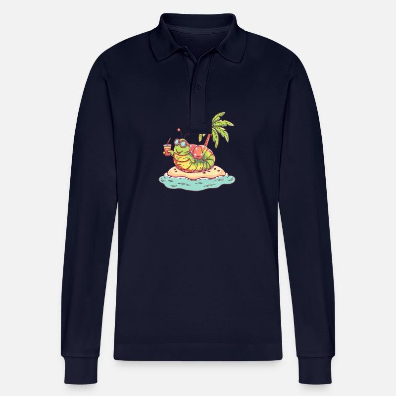 Wurm Sommer Strand Comic - Stanley/Stella Unisex Bio-Langarm-Poloshirt Prepster - Navy
