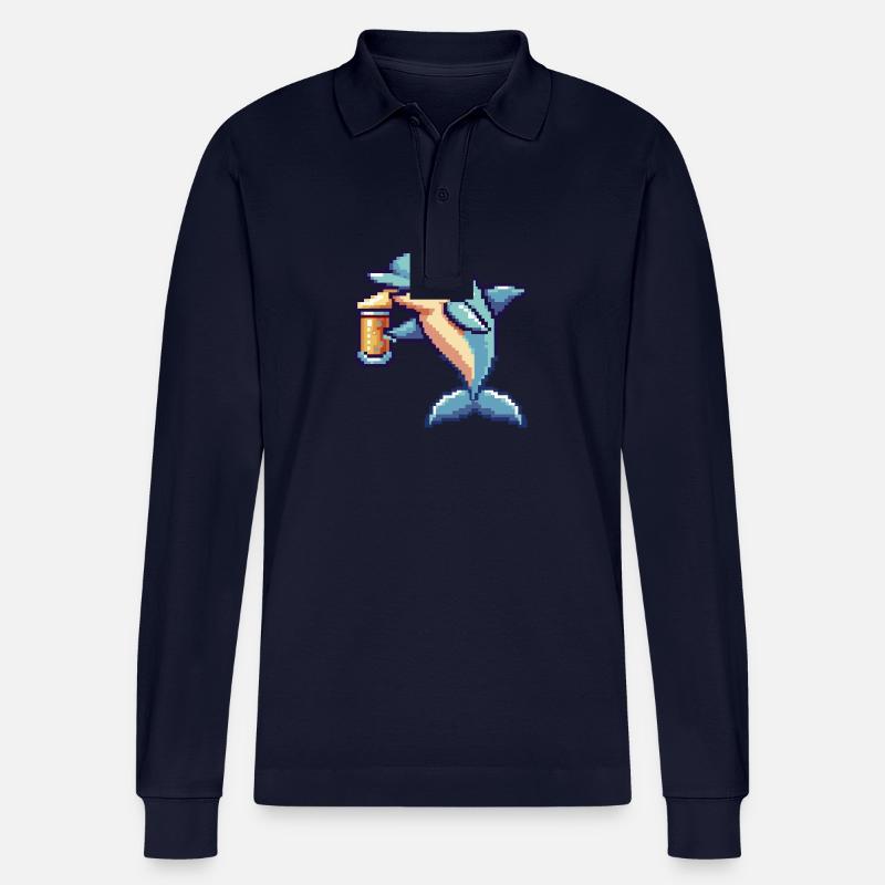 Delfin Bier Pixel - Stanley/Stella Unisex Bio-Langarm-Poloshirt Prepster - Navy