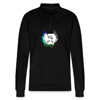 Microscope Icon Icon - Stanley/Stella Organic Unisex Long-Sleeved Polo Shirt Prepster - black - Front - Anna (173cm) & Nico (186cm)