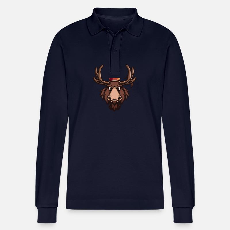 Elch Kopf Krone - Stanley/Stella Unisex Bio-Langarm-Poloshirt Prepster - Navy