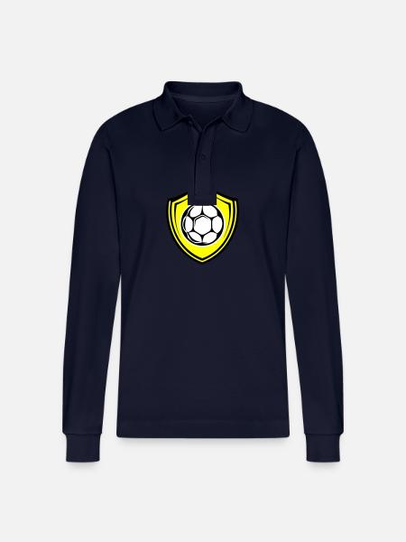 Soccer Logo Shield Team - Stanley/Stella Organic Unisex Long-Sleeved Polo Shirt Prepster - navy