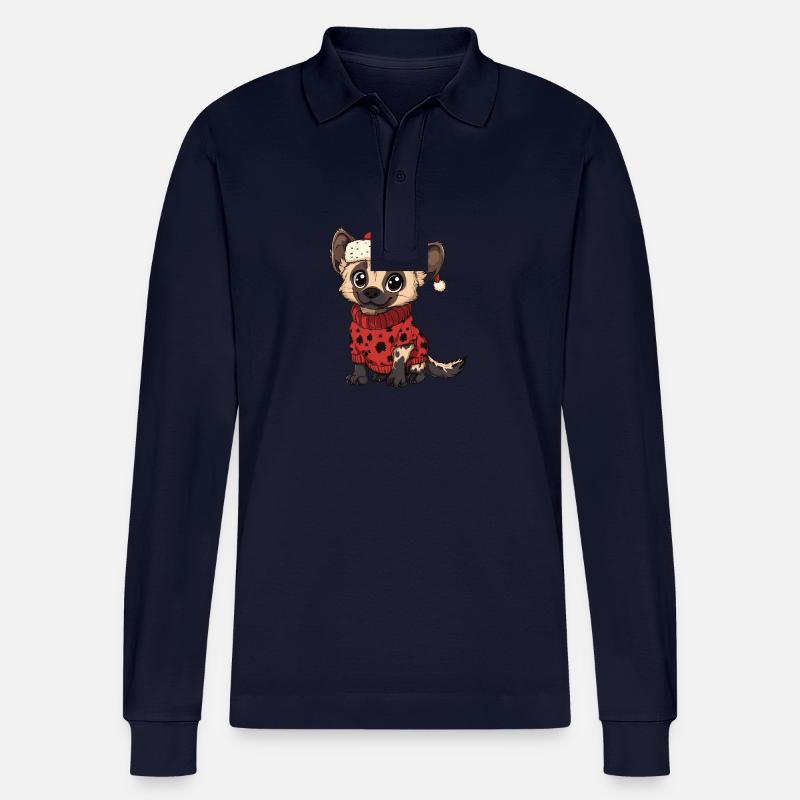 Hyäne Weihnachten Comic - Stanley/Stella Unisex Bio-Langarm-Poloshirt Prepster - Navy