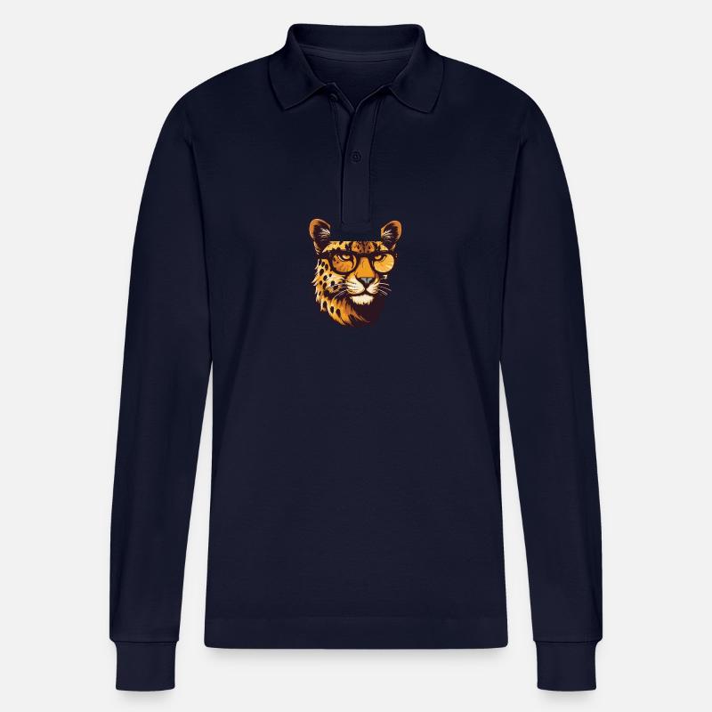 Gepard Kopf Cool - Stanley/Stella Unisex Bio-Langarm-Poloshirt Prepster - Navy