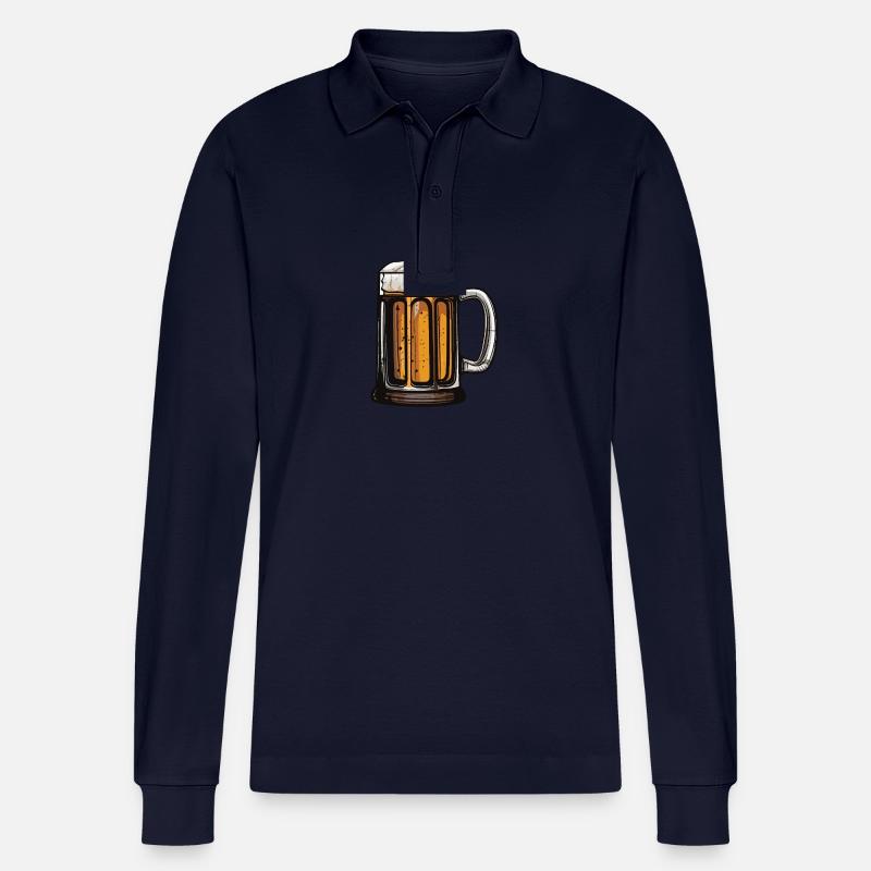 Bierkrug Bier Glas - Stanley/Stella Unisex Bio-Langarm-Poloshirt Prepster - Navy