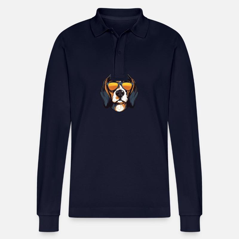 Beagle Hund Cool Kopf Party - Stanley/Stella Unisex Bio-Langarm-Poloshirt Prepster - Navy