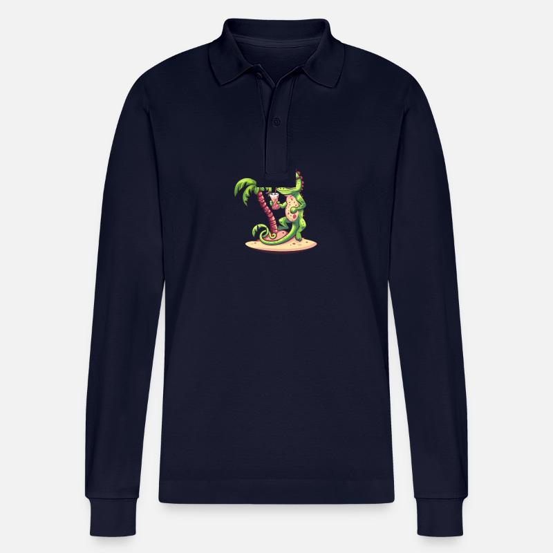 Chameleon Sommer Strand Comic - Stanley/Stella Unisex Bio-Langarm-Poloshirt Prepster - Navy
