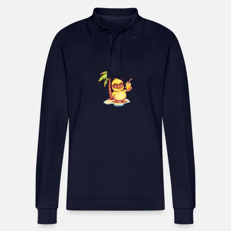 Ente Sommer Strand Comic - Stanley/Stella Unisex Bio-Langarm-Poloshirt Prepster - Navy