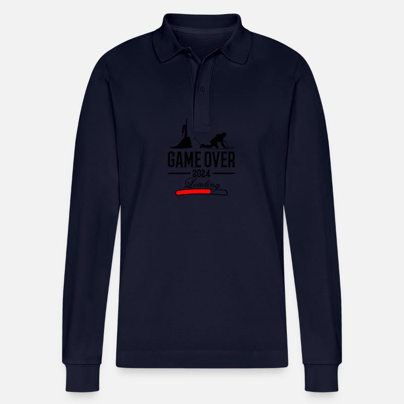 Hochzeit Loading 2024 Game Over - Stanley/Stella Unisex Bio-Langarm-Poloshirt Prepster - Navy